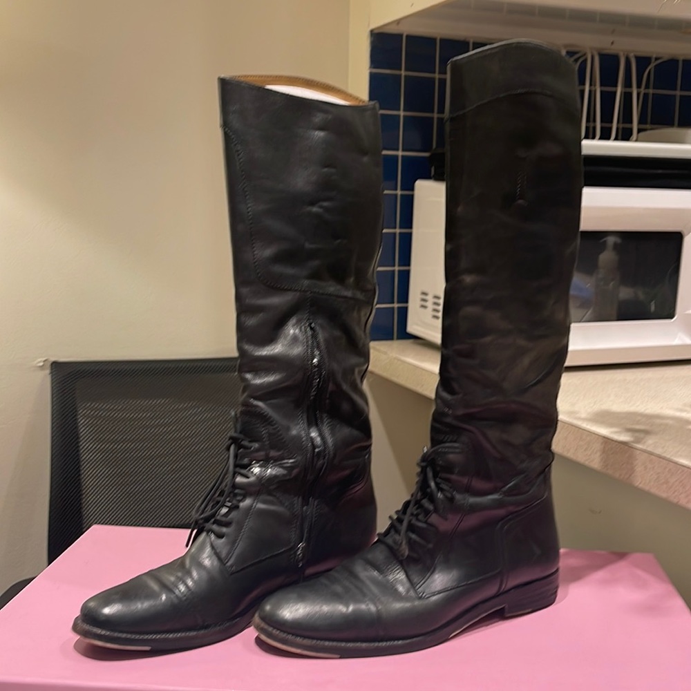 Carlo Pazolini Tall Boots in black leather, size 39